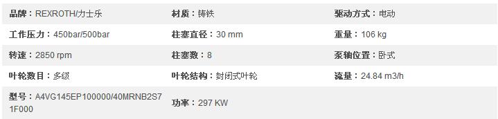 力士乐A4VG系列柱塞泵参数